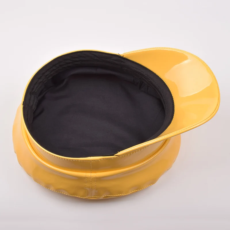 
Military Hat Women PU Leather Flat Top Military Cap Navy Hat Female Autumn Winter Black Beret PU Ladies Punk Caps Women Hat 