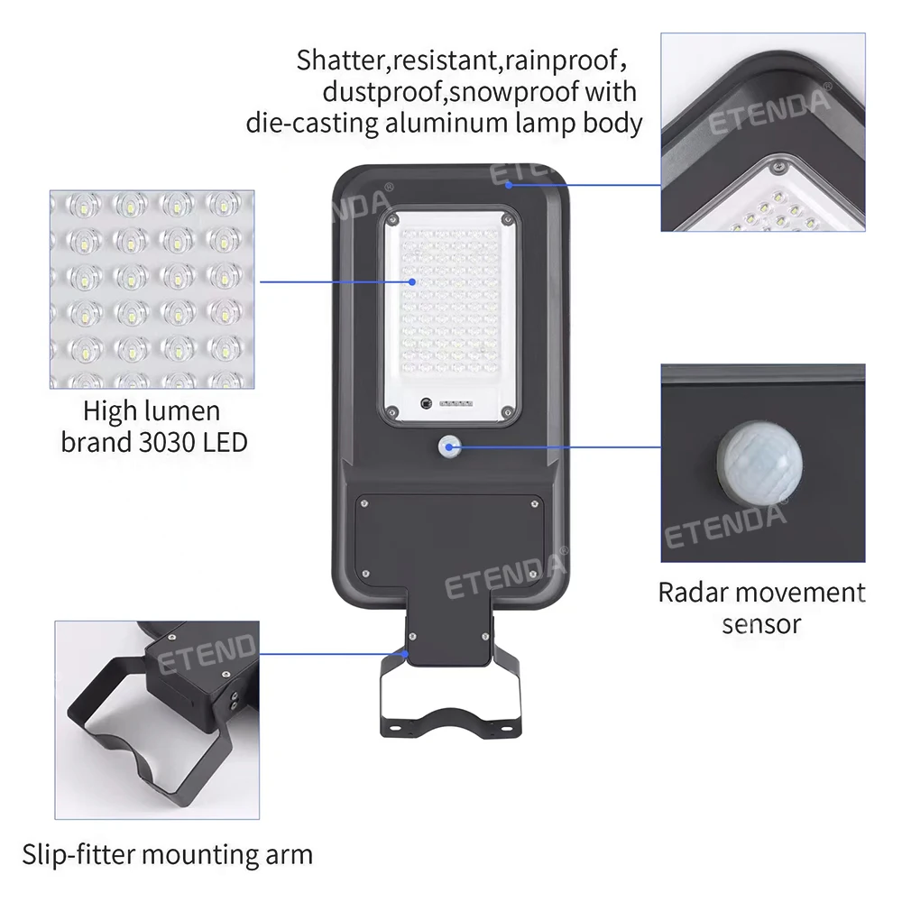 Remote Control Pir Motion Sensor Outdoor Solar Wall Light Solar Street Light Solar Panel Led