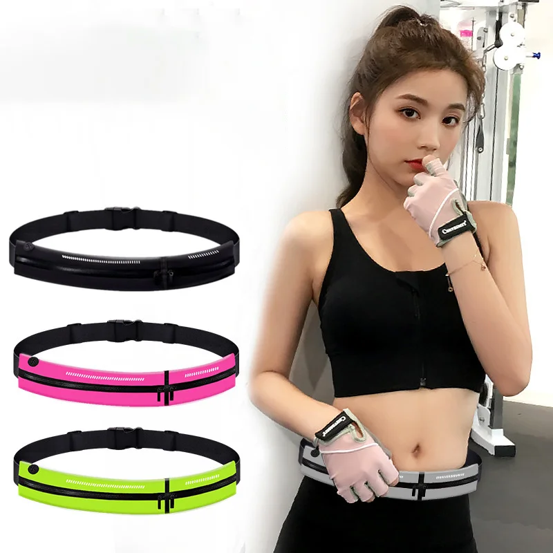 Sports Jump Rope Waist Pack Ultra Thin Invisible Anti Theft Double Compartment Belt Hiking Fitness Waterproof Yoga Waist Bag
