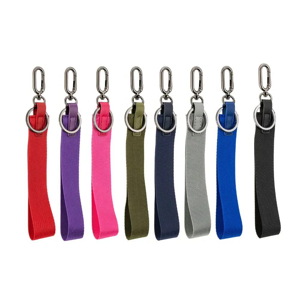 YYX Custom Logo multi pink color never lost  nylon long Lulu Wristlet Portable Key Chain for purse bag