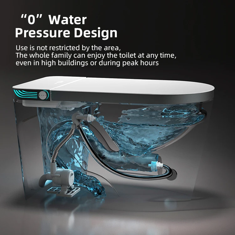 Modern sanitary ware P trap wc Floor Mounted Elongated Foot Sensor  bathroom intelligent smart toilet