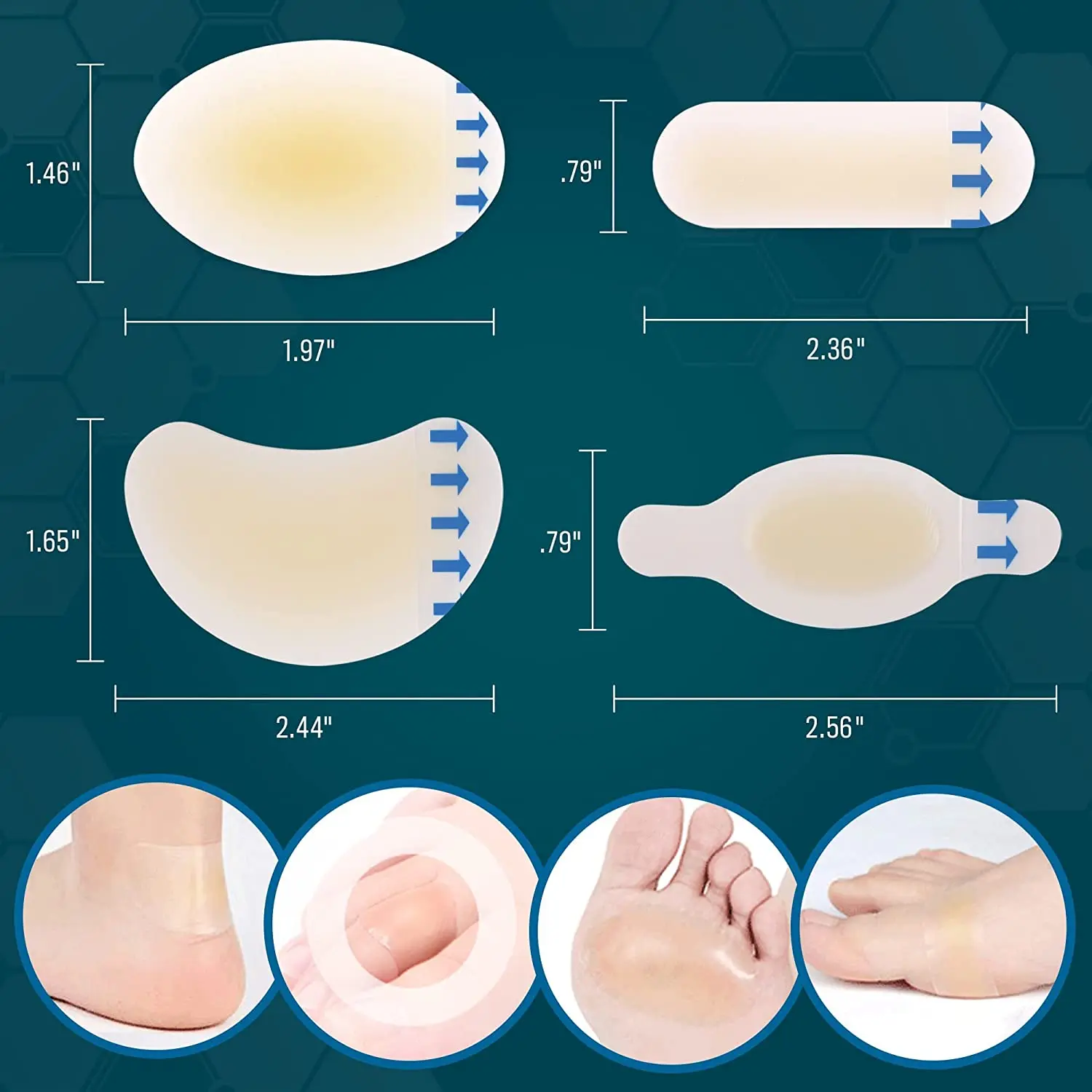 Wound care hydrocolloid dressing 12 patches set foot and toe patch hydrocolloid patches waterproof blister plaster