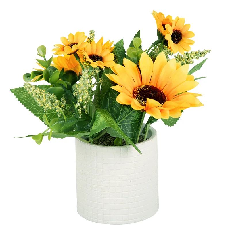 Home Decoration Green Cement Pot Combination Desktop Simulation Plant Artificial Bonsai