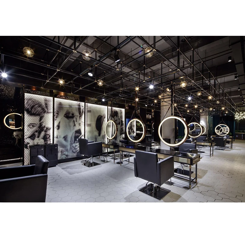 LUX Customized High End Hair Salon Shop Interior Design Barber Store Decoration For Furniture