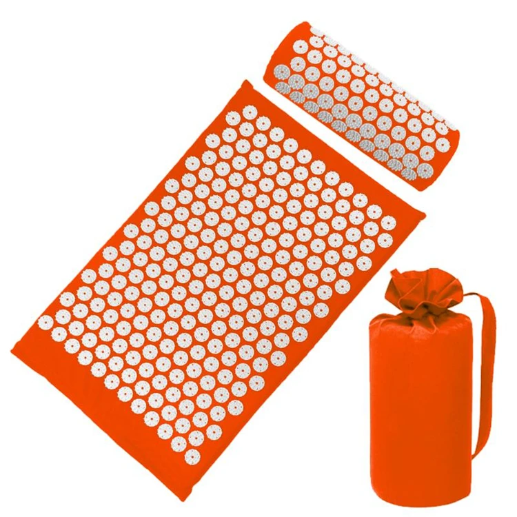Yoga Therapy Acupressure Pillow Orange Set Acupuncture Mat