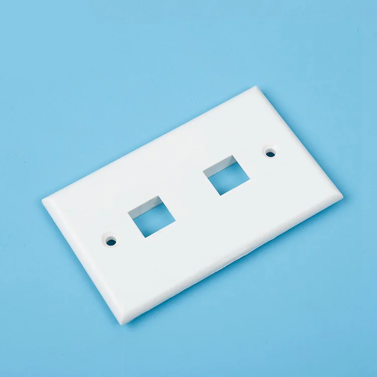AMPCOM Network Cable RJ45 Module US Standard Wallplate Faceplate white color 2 ports