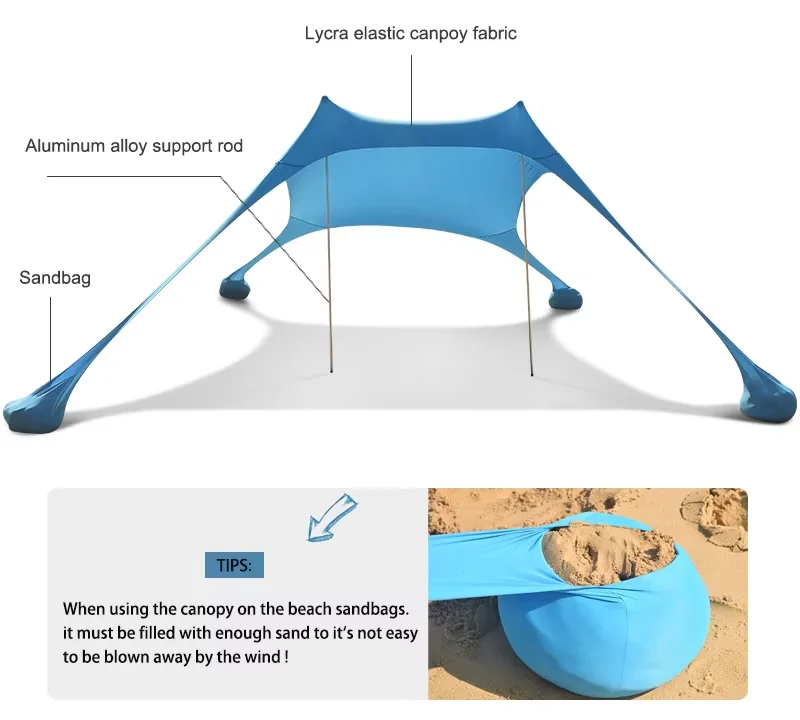 Sunshade Beach Tent Canopy Sunshade Film Beach Umbrella Summer Sun Shade Protection Vertical Awning Tarp For Beach Camping