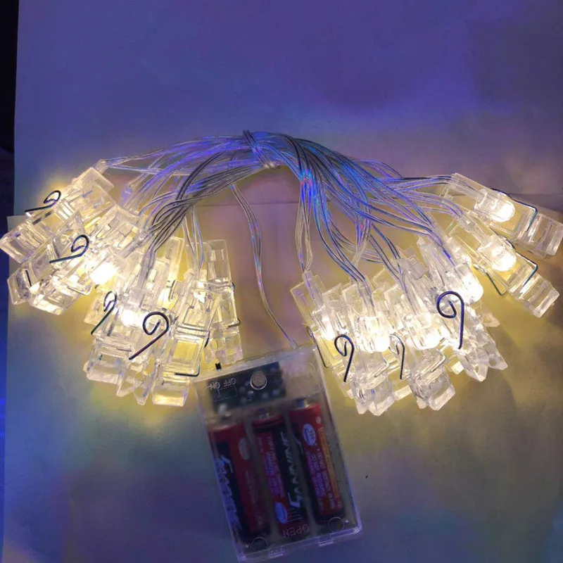 LED String lights Card Photo Clip Holder Fairy Garland lamp For Christmas New Year Wedding Party Decoration Battery holiday lamp
