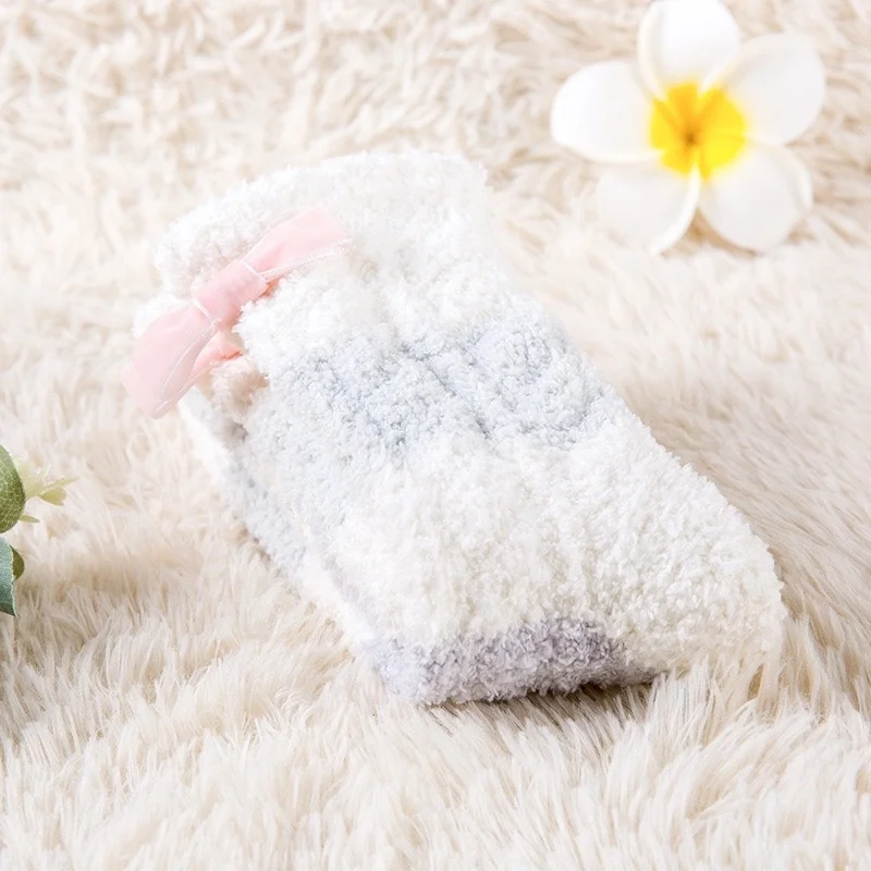 women girls ladies Winter Warm thick fuzzy fleece anti slip long  Sock With silica gel grips