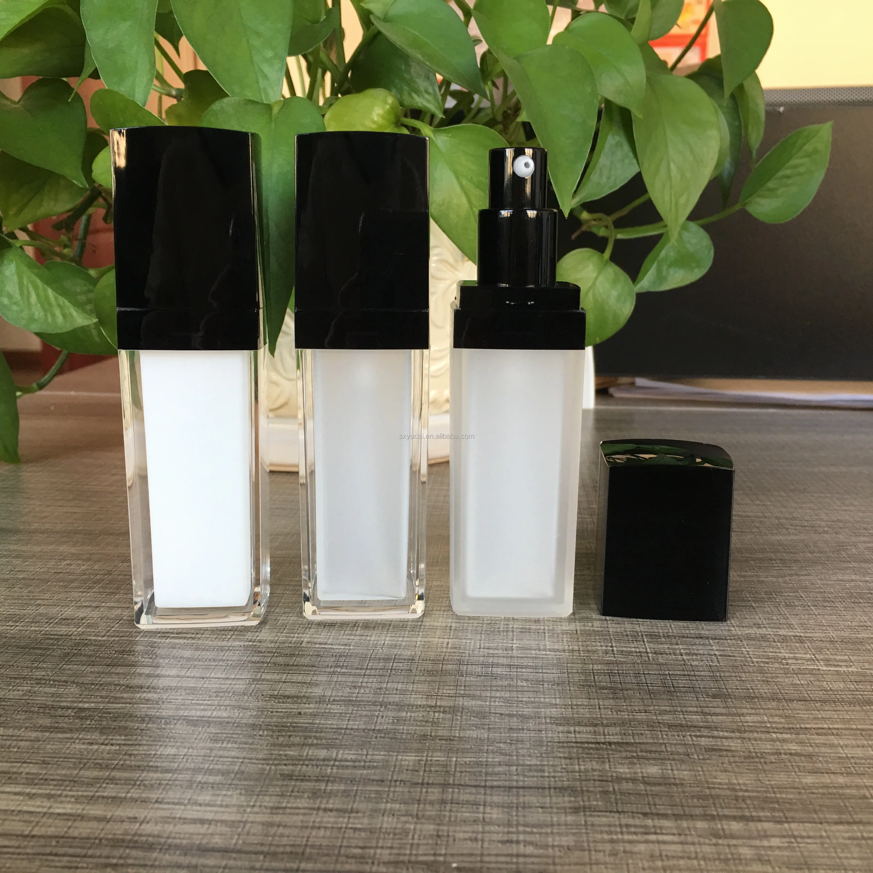 cosmetic  30ml 50ml classic style square acrylic foundation plastic bottles cream jar