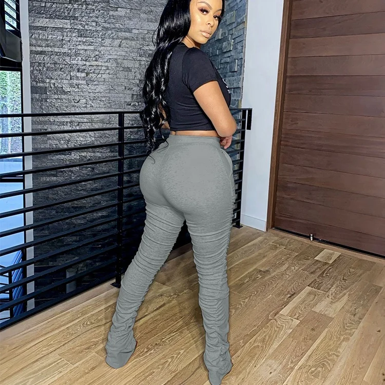 Trendy Custom Color Tight Wholesale Cotton 2020 Womens Stacked Pants Leggings