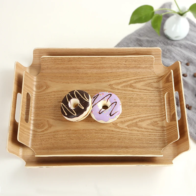 Wholesale Custom Acacia Wooden Bread Plate Rectangular Japanese Cake Display Tray Attractive Pattern Baking Shops Steak Display