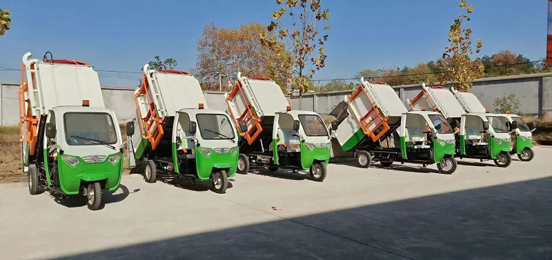 Three wheel tricycle rechargeable garbage bin lift truck Urban garbage collection transfer vehicle Electric Sanitation car