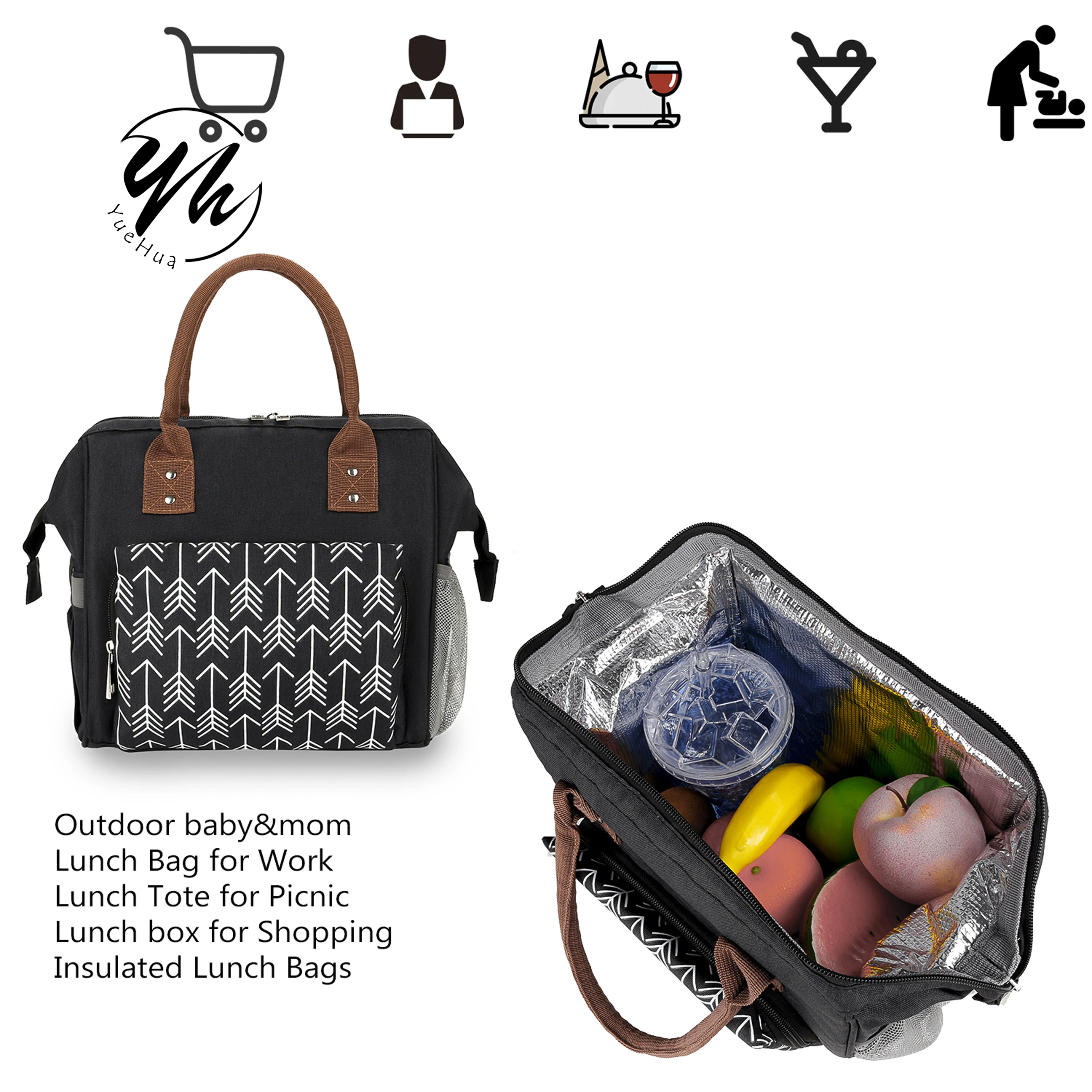 Factories Price Oxford Drink Can Cooler Lunch Tote Box Bag Portable Outdoor Mom Baby Lunch Bags For Work Picnic Shopping