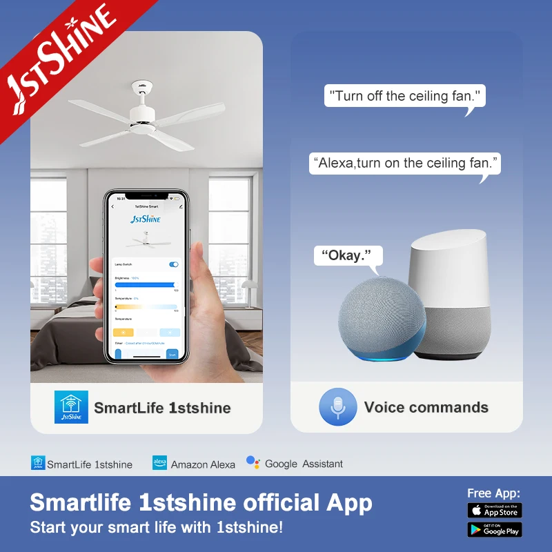 1stshine ceiling fan industrial high airflow no light remote control 4 iron blades ceiling fan