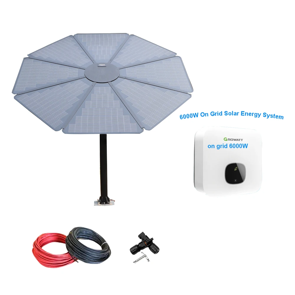 Home System Solar Inverters 5KW Solar Sunflower Energy System with Growatt Inverter Life PO4  Lithium Battery