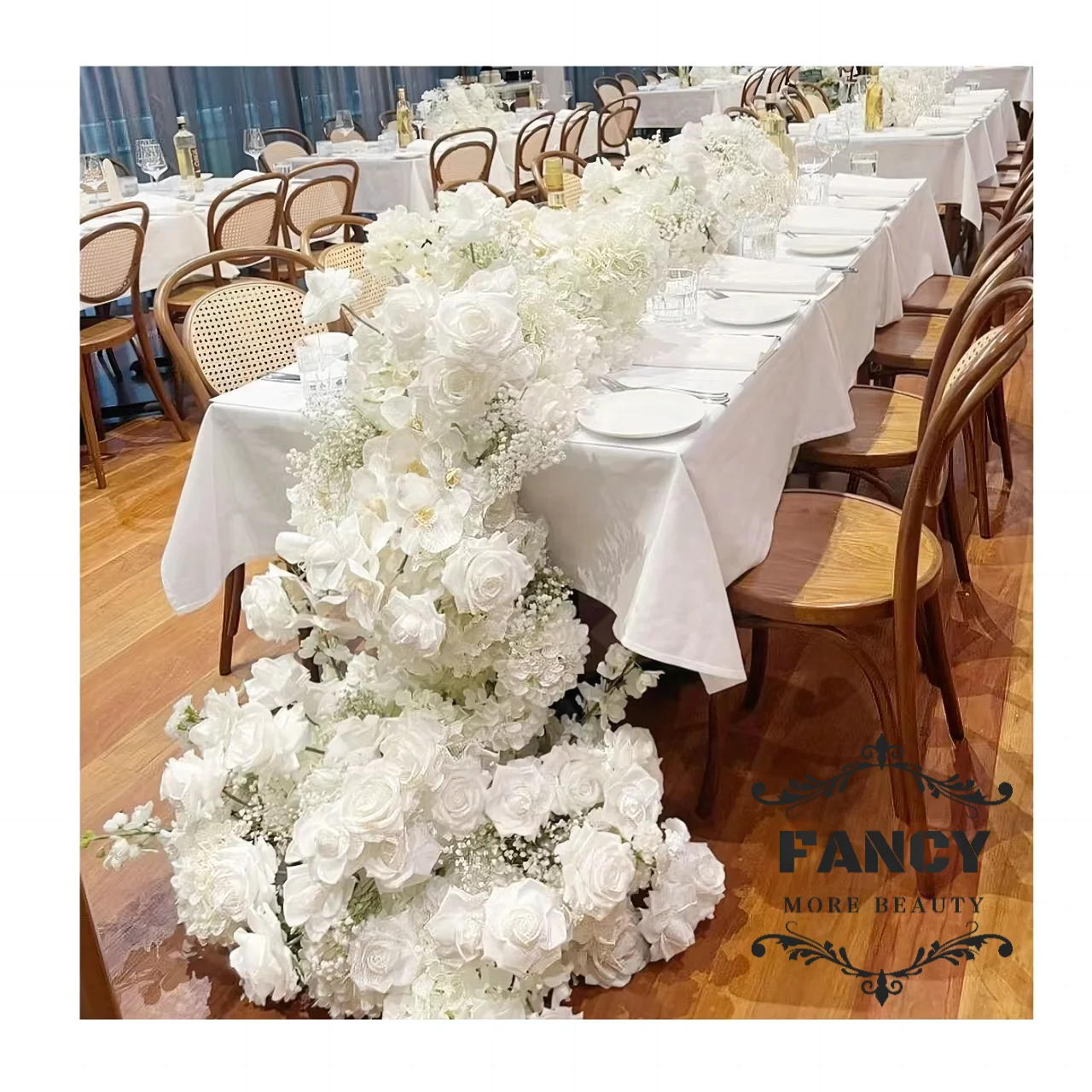 Hydrangea flowers runner Table Runner Table Flower Arrangements for wedding Floral Table Runners