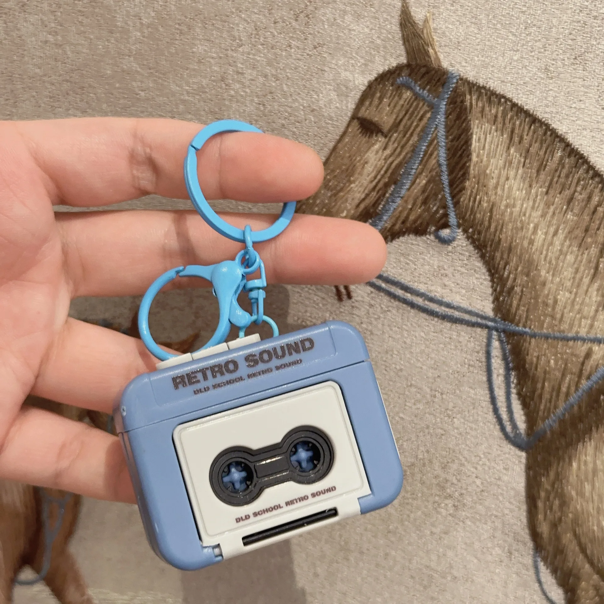 T1381 Retro Recorder Mini Recording Fun Music Box Ornament Keychain Pendant