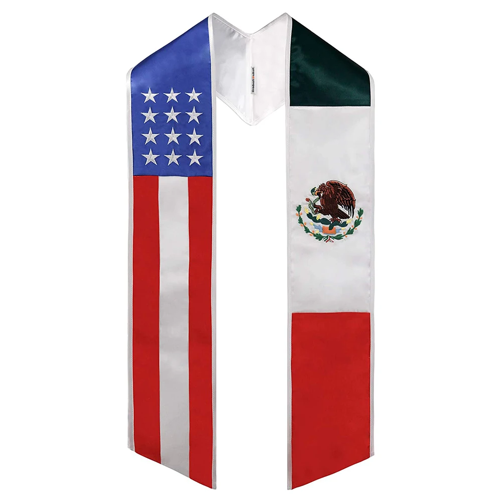 New Cheap Printing USA and Venezuela Flag Pattern Two Mix Flag Honor  Ribbon Used By Students To Celebrate Graduation