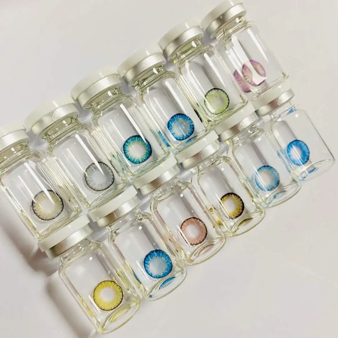 12 COLOR  Models colored lens case contact Bottle lenses fresh lens Support bottle customization