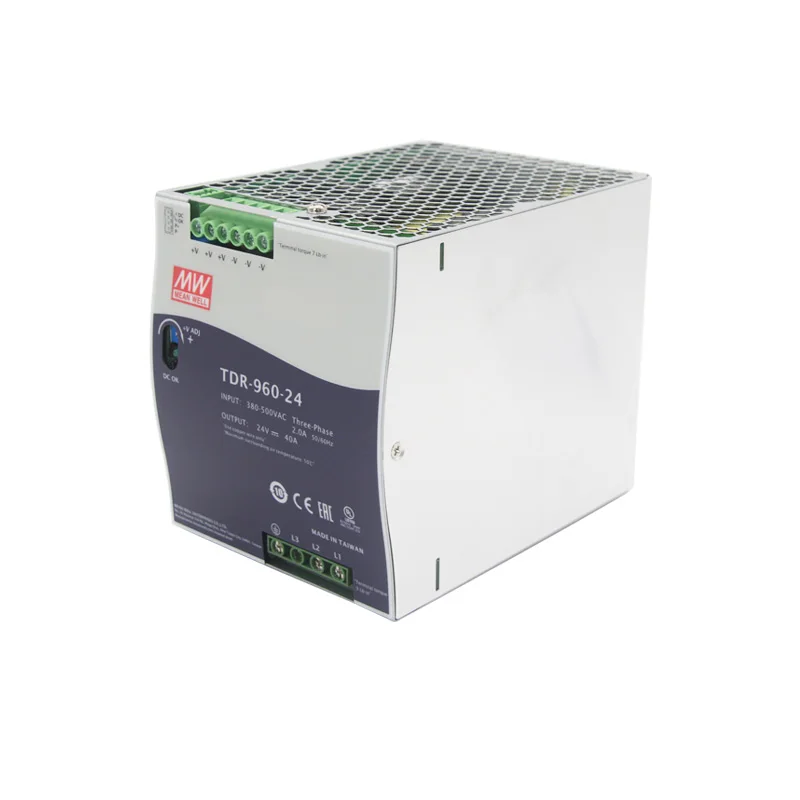 Original Meanwell TDR-960-24 960W 24V 40A AC-DC Slim Three Phase Industrial DIN Rail with PFC Function Switching Power Supply