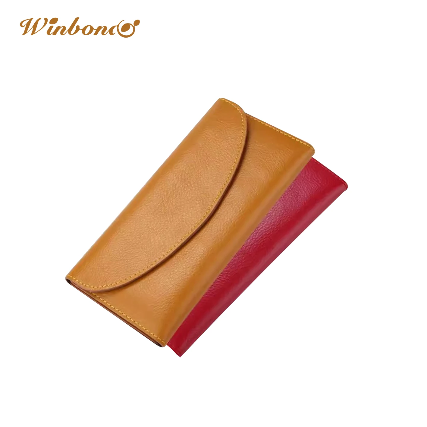 Factory Direct Business Card Holder Genuine Leather Brown Wallet Cash Envelope Shaped Leather Wallet