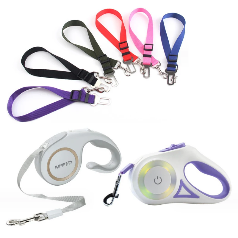 Pu Leather Soft Pet Harness Collar Service Dog, Puppy Leash Set Toys Cloths Led Light Glow In The Dark/