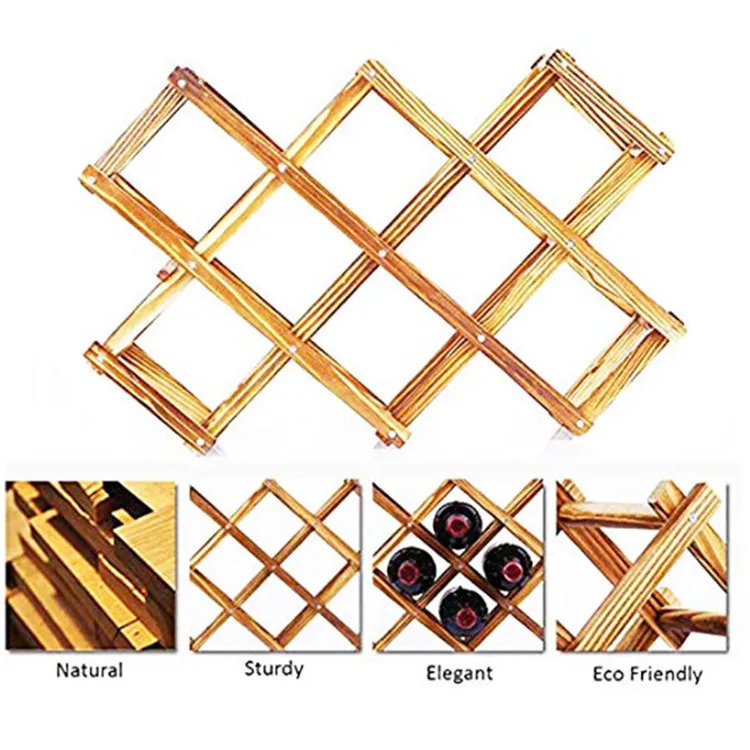 
Creative elegant large capacity lasting durability wood rack wall wine 