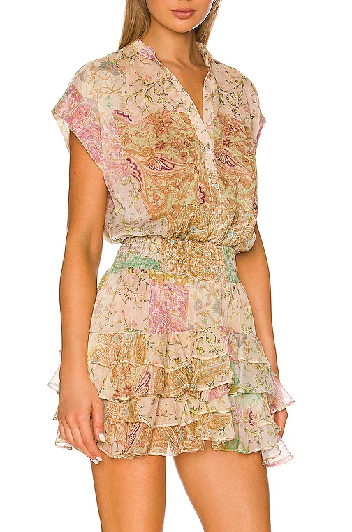 OEM custom Summer Hot Sale Chiffon ruffled skirt sleeveless V Neck Retro smocked waist Flounce Layers Women Mini Casual Dress