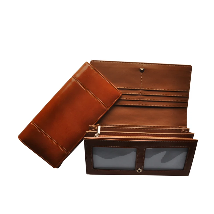 Latest lady purse with two clear window pockets and nice stitching for front body