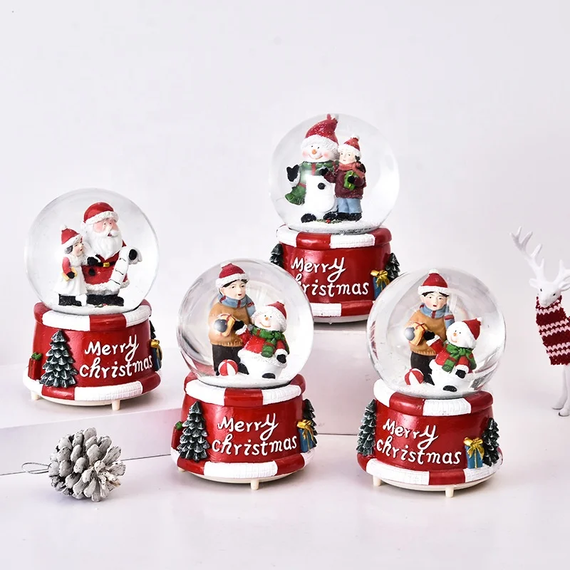 resin crafts Glass snow globe home decoration gift christmas crystal balls music box