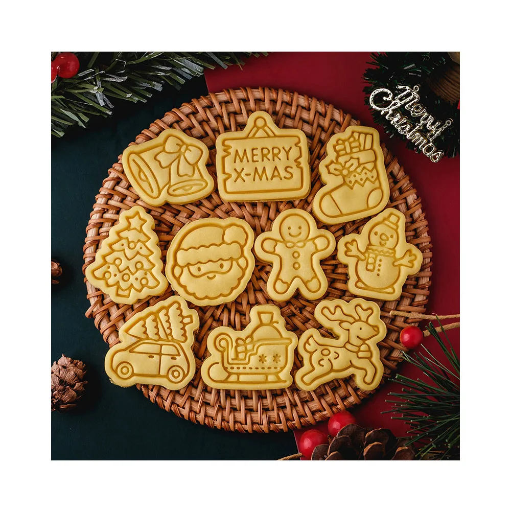 Christmas Santa Claus Christmas Tree Cookie Cutter Plastic Cutters Bake Molds For Biscuit Mould Fondant Cutting Mold Baking Tool