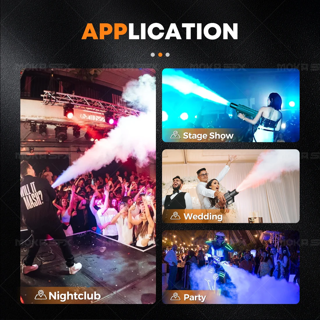 Moka sfx RGB LED Co2 Gun DJ Pistol Spray 7-8M Co2 Jet Fog Machine for Stage Wedding Club