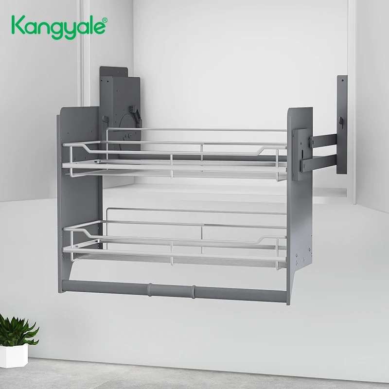 Kangyale Home Storage & Organization Kitchen Cabinet Elevator Pull Down Basket Shelf Canister Storage Lift Wire Basket