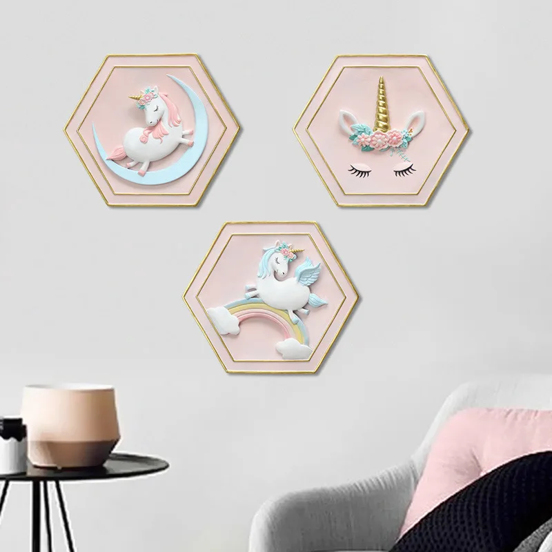 Nordic unicorn wall hanging home soft decoration creative resin decoration craft gift