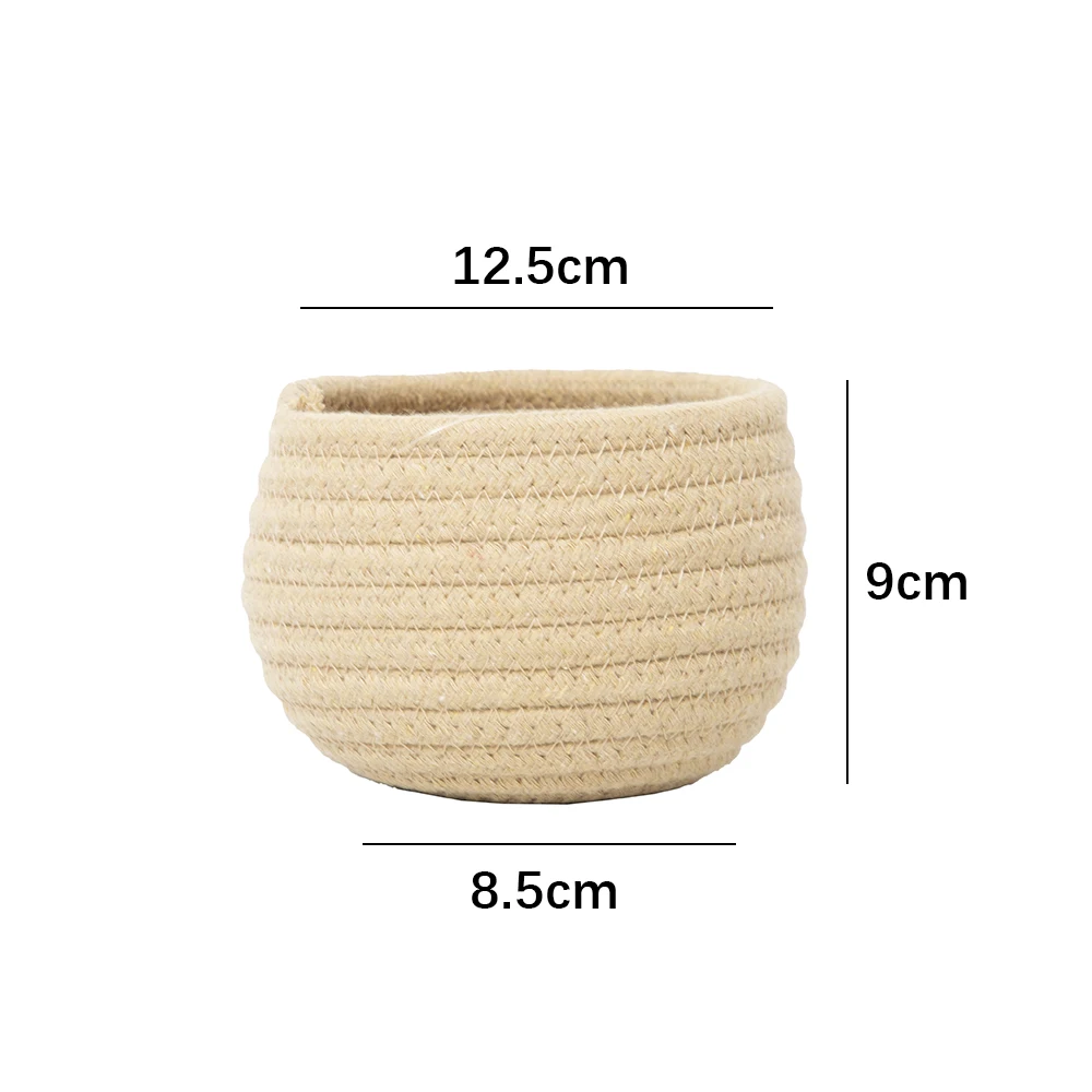 Hot selling Baby Mini Brown Cotton Rope Basket Woven Storage Basket