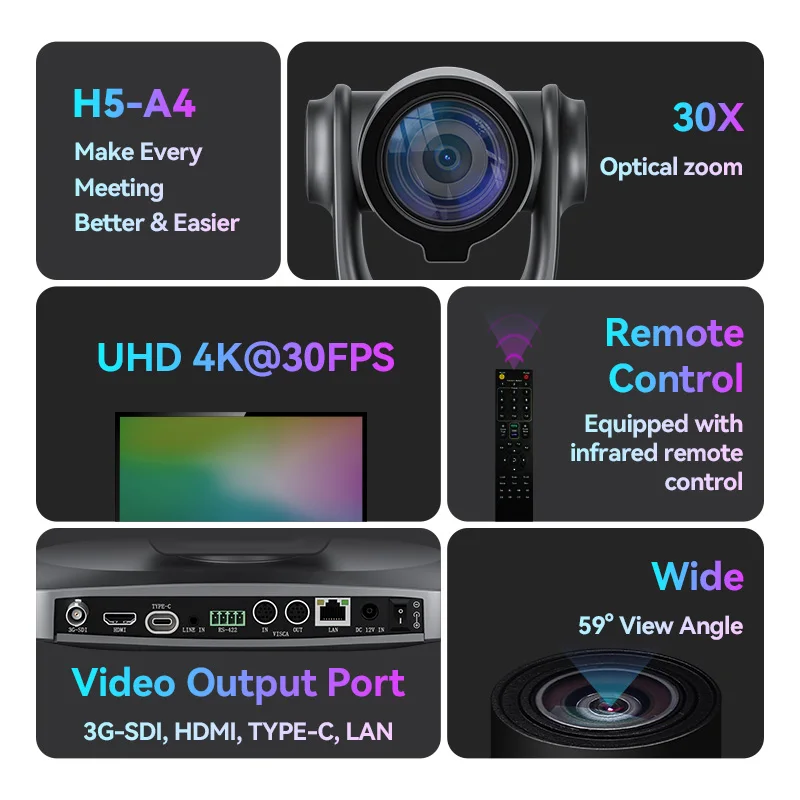 Oneking 4K 30X PTZ Video Conference Camera live streaming camera 21x zoom poe ndi for studio Church Live Streaming