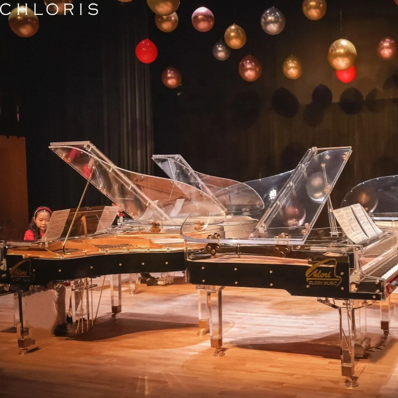 Factory  Popular Acrylic Crystal Piano Customized Transparent Glass Acrylic Grand Piano HG168A
