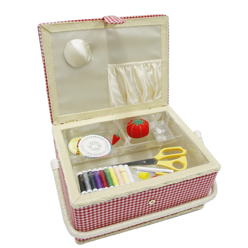 Large square Woven Fabric Basket For Sewing Needlework At Home By Hand