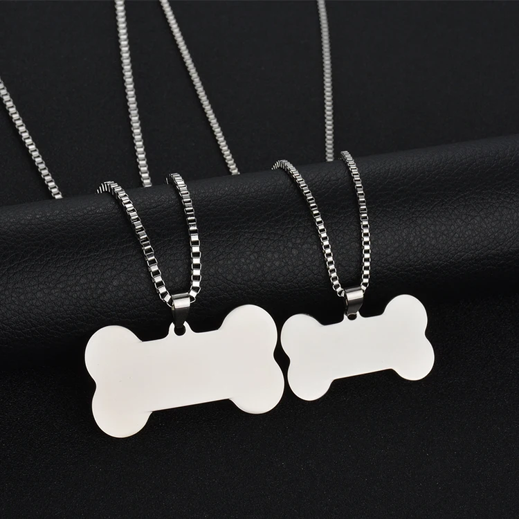 hot sale 2020 custom jewelry bone shape blank pendant nameplate ID dog  gold pendant necklace
