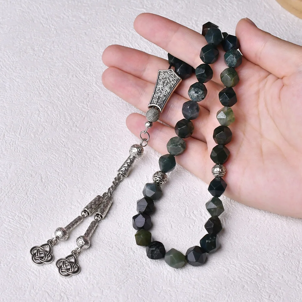 YS384 Natural Rosary Gemstone Agate Stone Tasbih Tesbih 33 Bead Tasbih Tasbeeh 33 Beads 10mm Jade Rosary 33 Prayer Beads