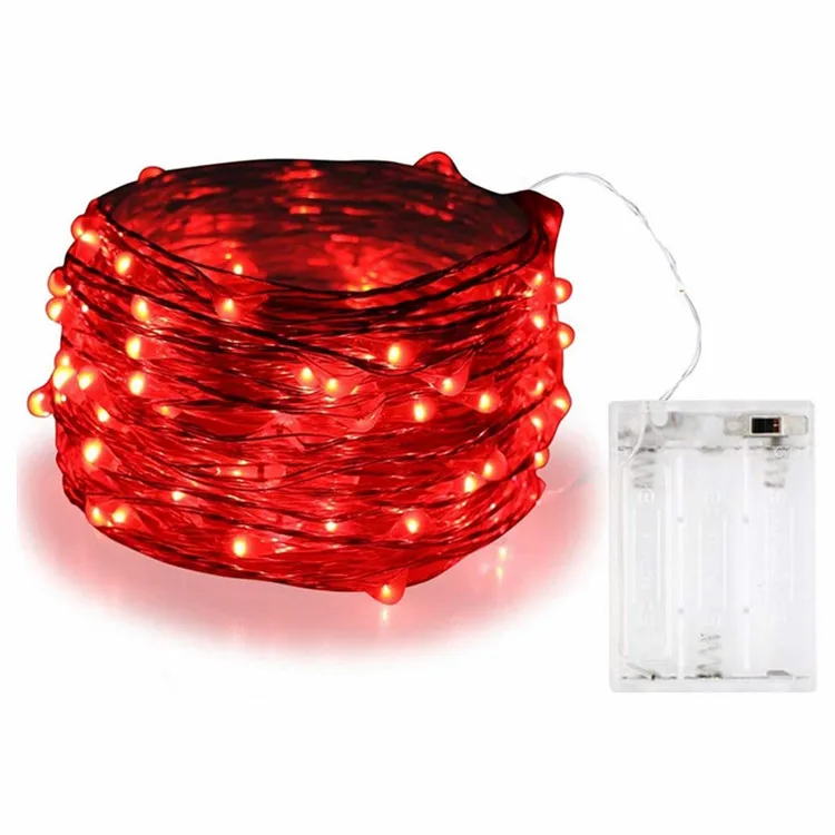 
10 футов, 3 м, красный медный провод, 30 светодиодов, водонепроницаемая батарея, Рождественская елка, украшение для спальни, сказочное светодиодное освещение 