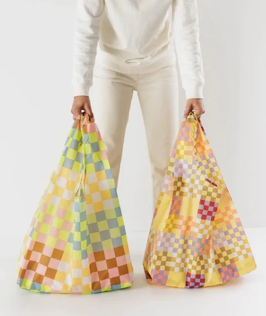 Custom Logo Reusable Mixed Fruit Print Ripstop Nylon Eco Standard Foldable Grocery Shopping Bag for supermarket