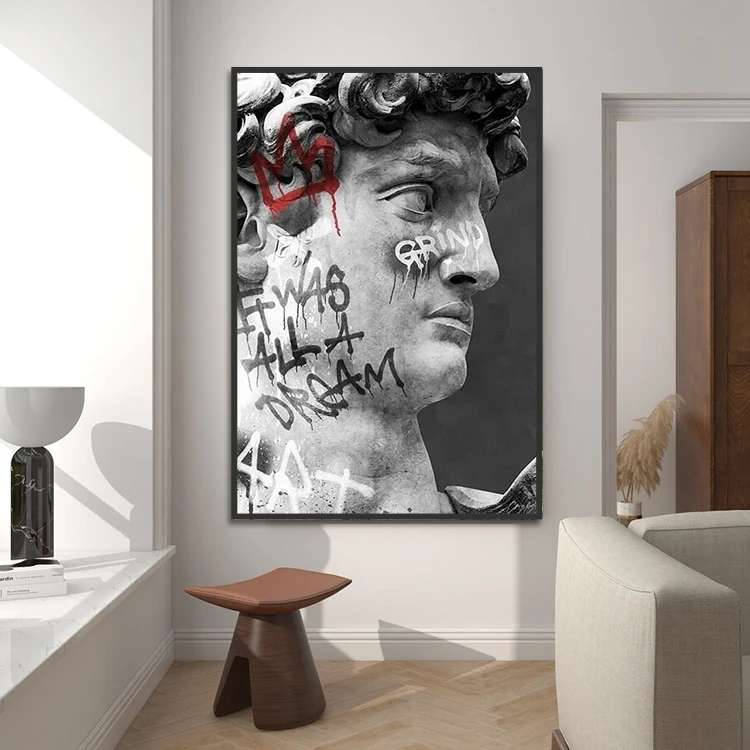 Home Decor Greek Aesthetic Canvas Posters Graffiti Modern Wall Art David Sculpture 3D Printed Painting