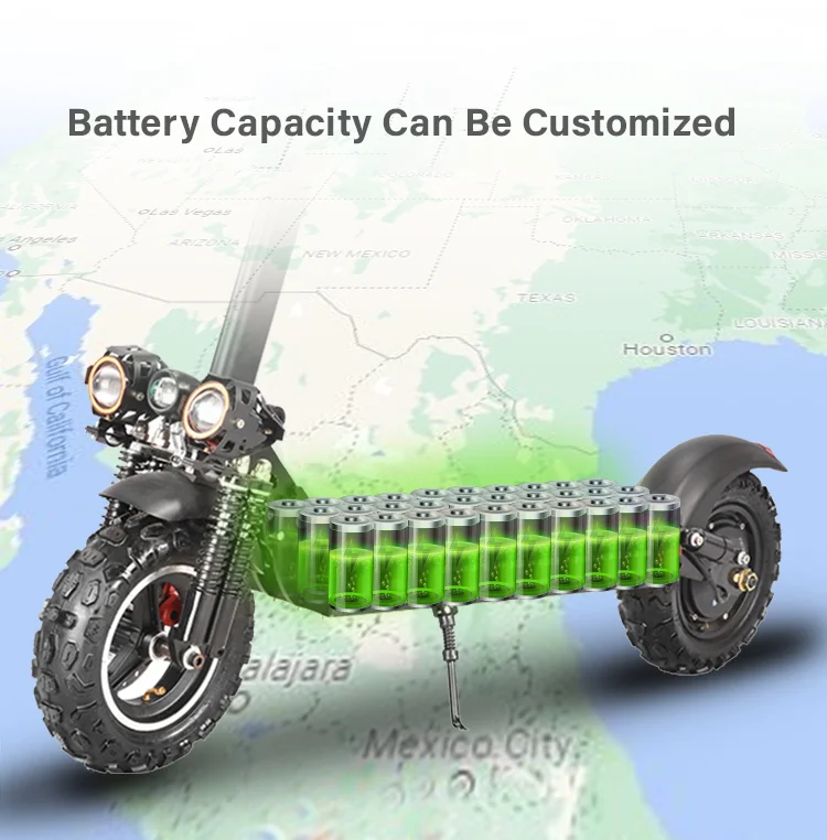 China High Speed 1200W Dual Motor Double spotlight 11 Inch Off Road Wide Tire Mobility Scooters Electric Scooter For Adults