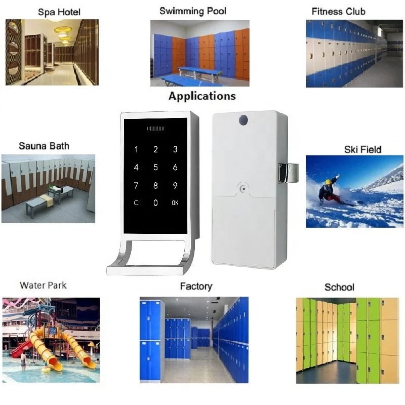CE RoHS Public AA Batteries Electronic Code Sauna Lock with Wristband Rfid Card Password Keypad Cabinet Rfid Locker Lock Digital