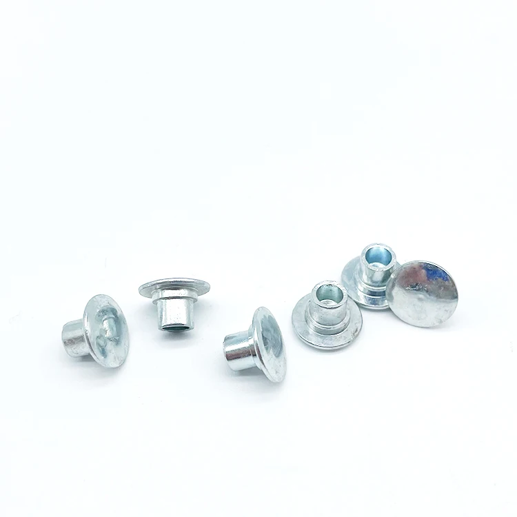 Non-Standard Blue Zinc Plated Carbon Steel Big Flat Head Step Semi-tubular Rivets with High Material