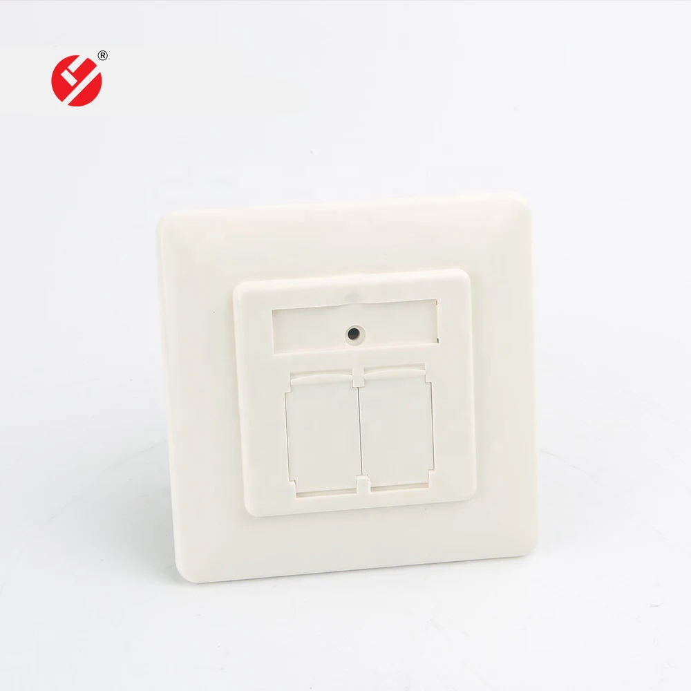 Размер 80x80 мм, лицевая панель, 2 порта, немецкий тип STP rj45, настенная розетка