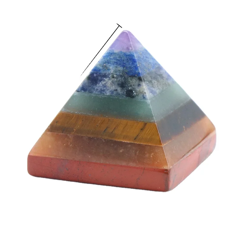 Multi Colors, Materials Chakra Spliced Stone Pyramid Ornament Crystal Healing Stone for Home Decoration