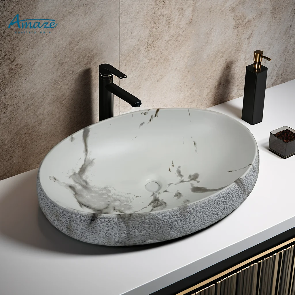 Oval sanitarios ware ceramic sink basin hotel countertop wash basin art basin sink bathroom